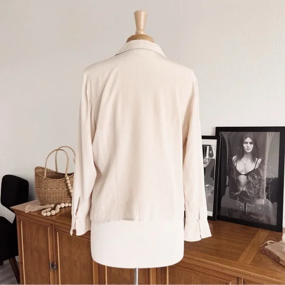 100% SILK BUTTON DOWN VINTAGE TOP #0352 - Picture 9 of 9